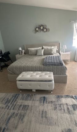 Hydraulic Lift Up Storage Upholstered King Size bed along with Mattress