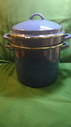 Blue Enamel Pot/ Steamer NEW