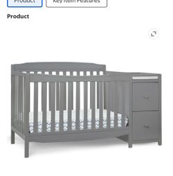 Delta Children Mason 6-in-1 Convertible Crib and Changer, Gray