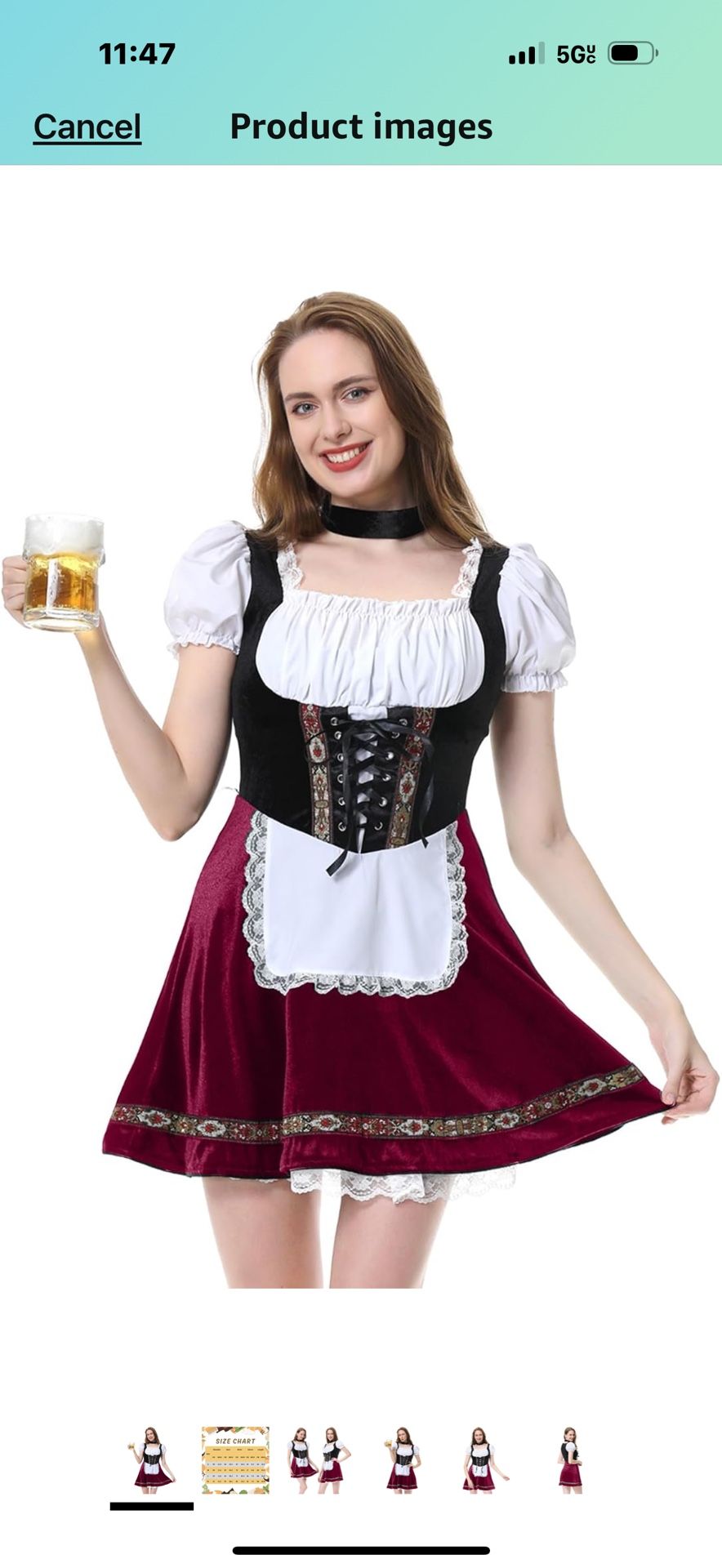 Size XXL. but Could Fit Large Too. LMYOVE Ladies' German Beer Festival Costumes Bavarian Oktoberfest Puff Sleeve Velvet Adult German Dresses