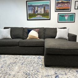 2-Pc Dark Gray Crate & Barrel Davis Sectional DELIVERY AVAILABLE 