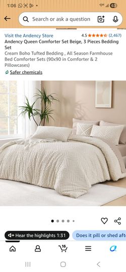Queen Comforter Set Beige, 3 Pieces Bedding Set
Cream Boho Tufted Bedding , All Season Farmhouse Bed Comforter Sets (90x90 in Comforter & 2 Pillowcase