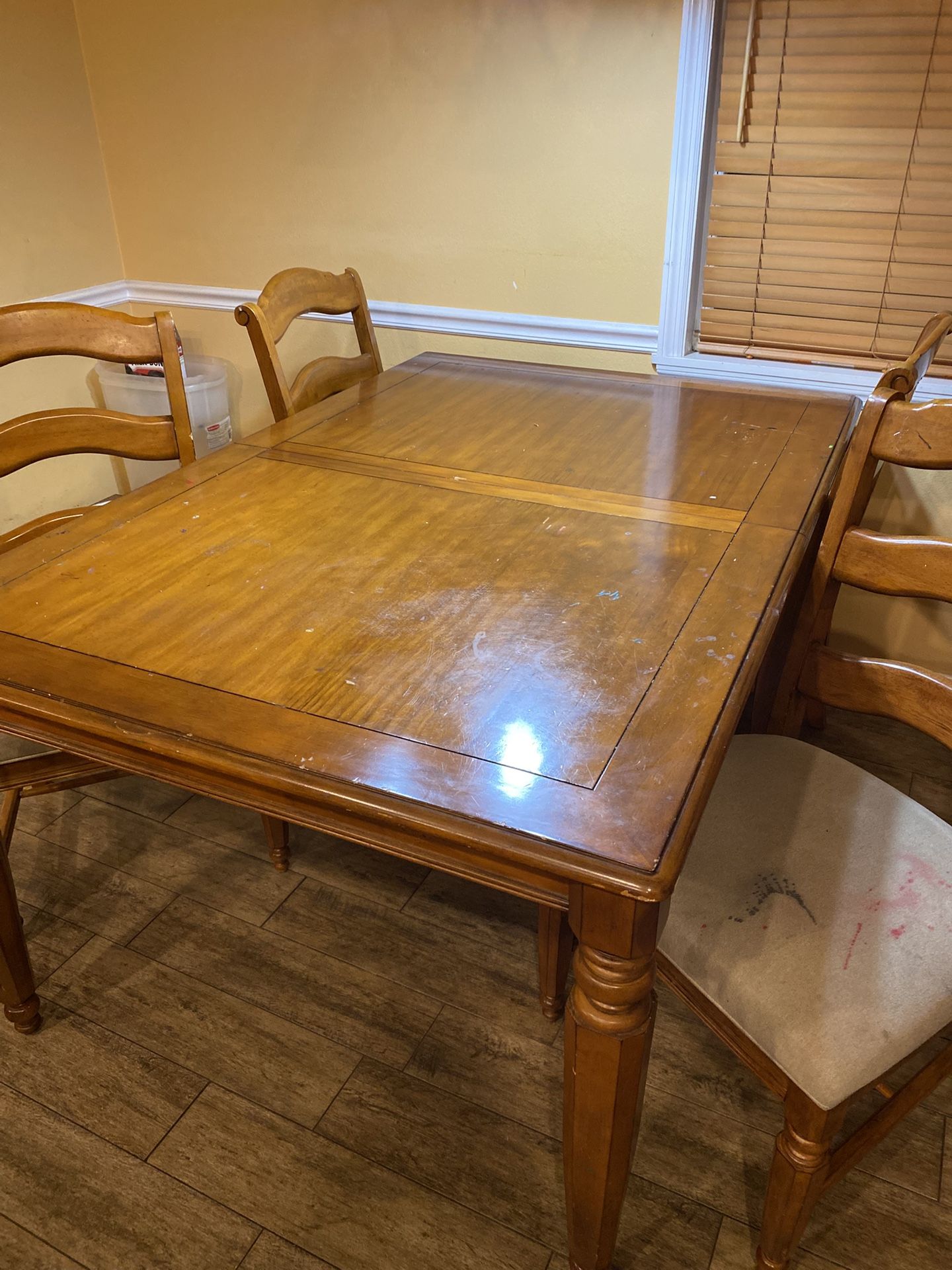 Solid Wood Table, Little Paint From Kids And Scratches But Last 100 Years
