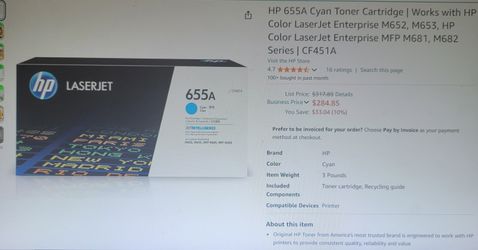 HP 665A Cyan Printer Cartridge