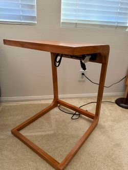 West Elm Wood C-Side Table with Power Outlet
