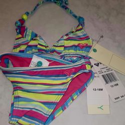 Roxy Girl 2 Piece Set Bikini Size 12-18 Mo. New With Tags