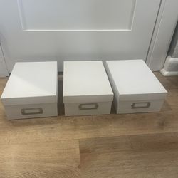 Set of 3 White Photo Storage Boxes