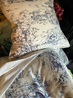 2 sofa decor pillows white blue