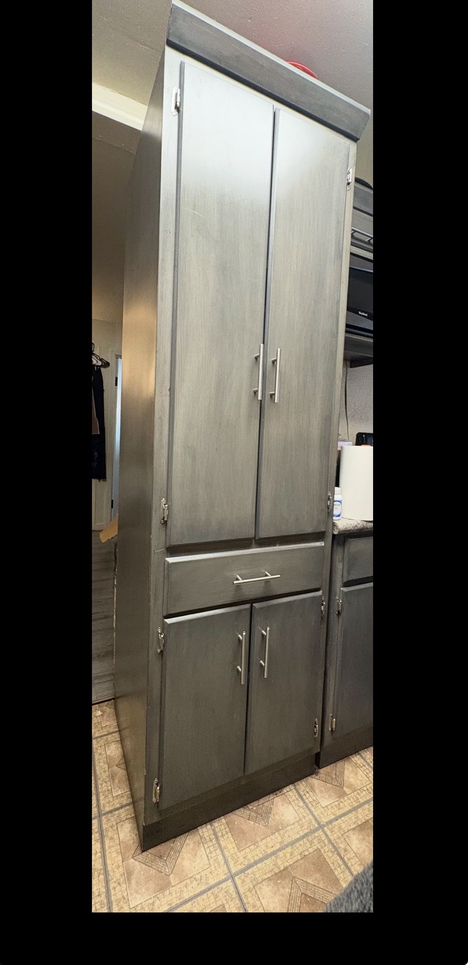 Gray Wooden Storage Cabinet with Double Doors