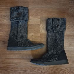 Ugg Women's Sweater Knit Boots Size 7 In Grey 