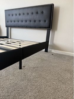 Queen Bed Frame: Leather Stud
