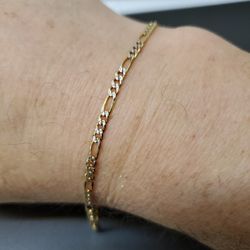 Real Gold 10kt Figaro Link Bracelet 9inch 