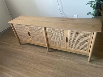 Wood and Cane Sideboard Cabinet