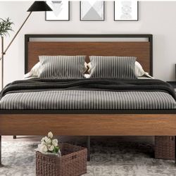 Full Size Walnut Color  Bed Frame