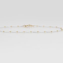 14kt Gold White & Yellow 8 3/4” Anklet Or Lg Bracelet