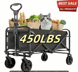Track And Field Equipment Transport Vehicle 450 Lbwagon Cart Heavy Duty Folding Cart-Foldable, Portable, 360° All Terrain Wheels, Large Capacity, Side