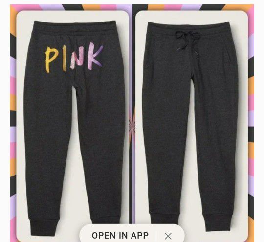 VS  Victoria Secret PINK Bling Rainbow Joggers-Large