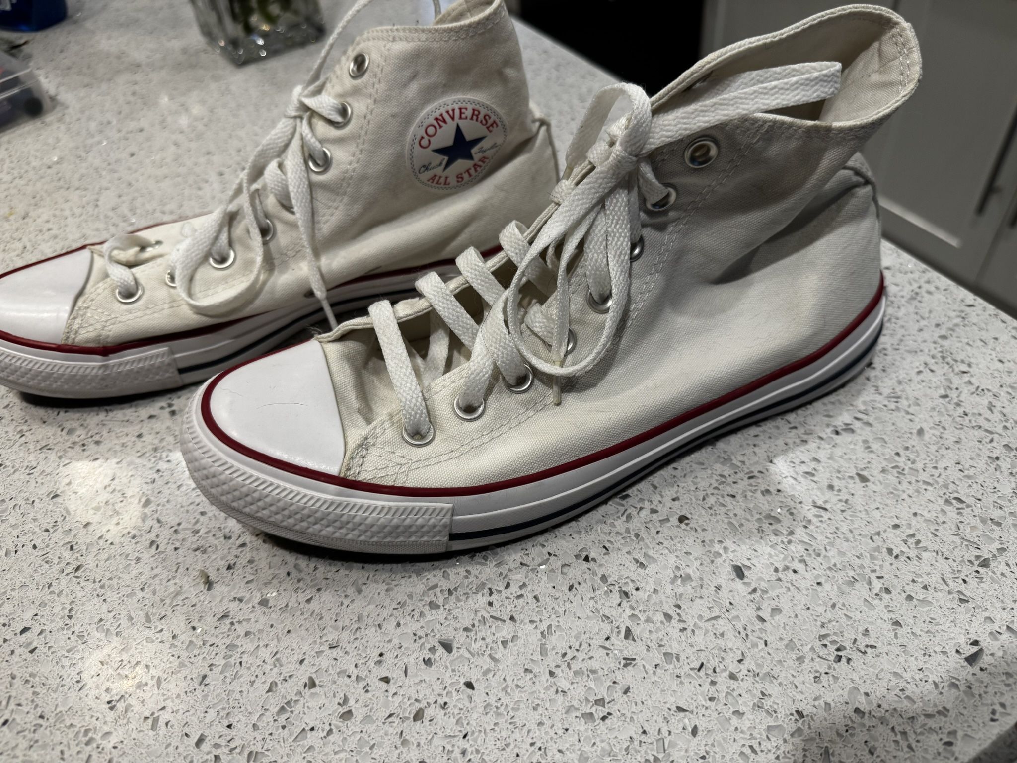 Converse Chuck Taylor All Star high-top sneakers in white canvas mens size 8