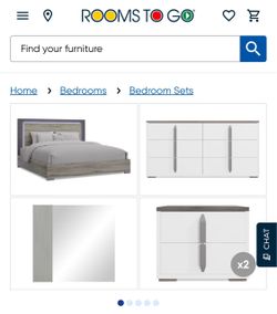 Complete Bed Set 3 Pc King Panel Beds, 2 Side Night Tables, 1 Dresser Table with Mirror