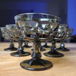 Noritake Perspective Smoke Thumbprint Glass Goblets - Set of (8)