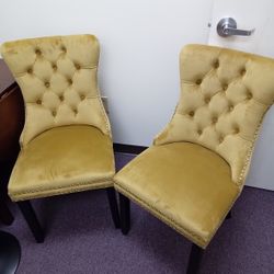 4 Yellow And Blue Velvet Chair