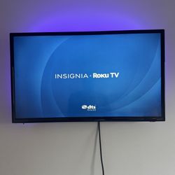 32 In Insignia Roku TV with Flat Mount