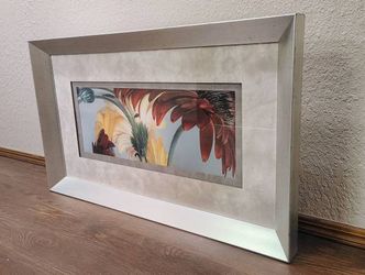 3ft 8in Grey Marbled Mat silver Black Distressed Flower Frame