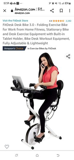 FitDesk Desk Bike 3.0 - Folding Exercise Bike for Work from Home Fitness,  Stationary Bike and Desk Exercise Equipment with Built-in Tablet Holder