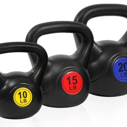 BalanceFrom Wide Grip Kettlebell Exercise Fitness Weight Set, 3-Pieces: 10lb, 15lb and 20lb Kettlebells
