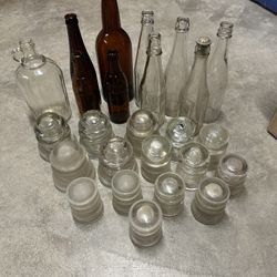 Glass Insulators And Bottles Lot