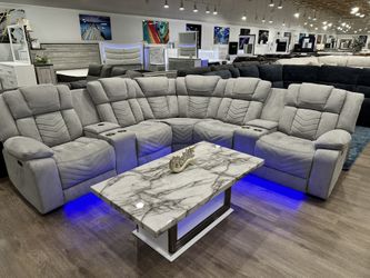 Grey  High Performance Microfiber Power Reclining Sofa Sectional (Delivery Available)