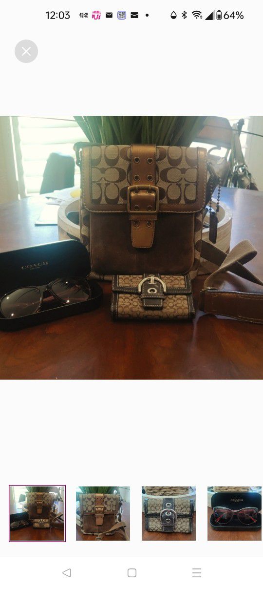 Authentic Coach Bundle Consisting Of Crossbody Bag Wallet And Sunglasses