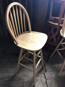 Amish made 30” pub bar height swivel stools with back
