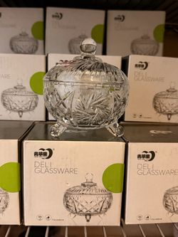 Crystal Glass Candy Jar with Lid