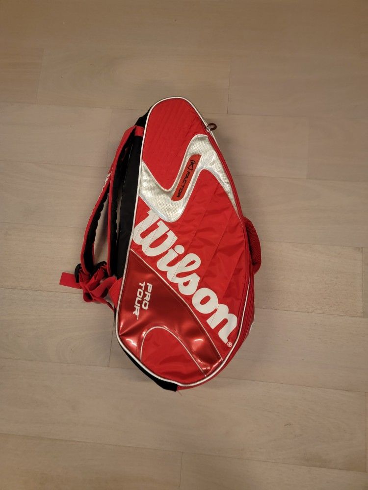 RED Wilson Pro Tour (K) Factor Tennis 2 Sided Racket Bag Backpack

