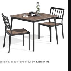 Bistro Dinning Table For Out Door 3 Pc Set Table + 2 Side Chairs
