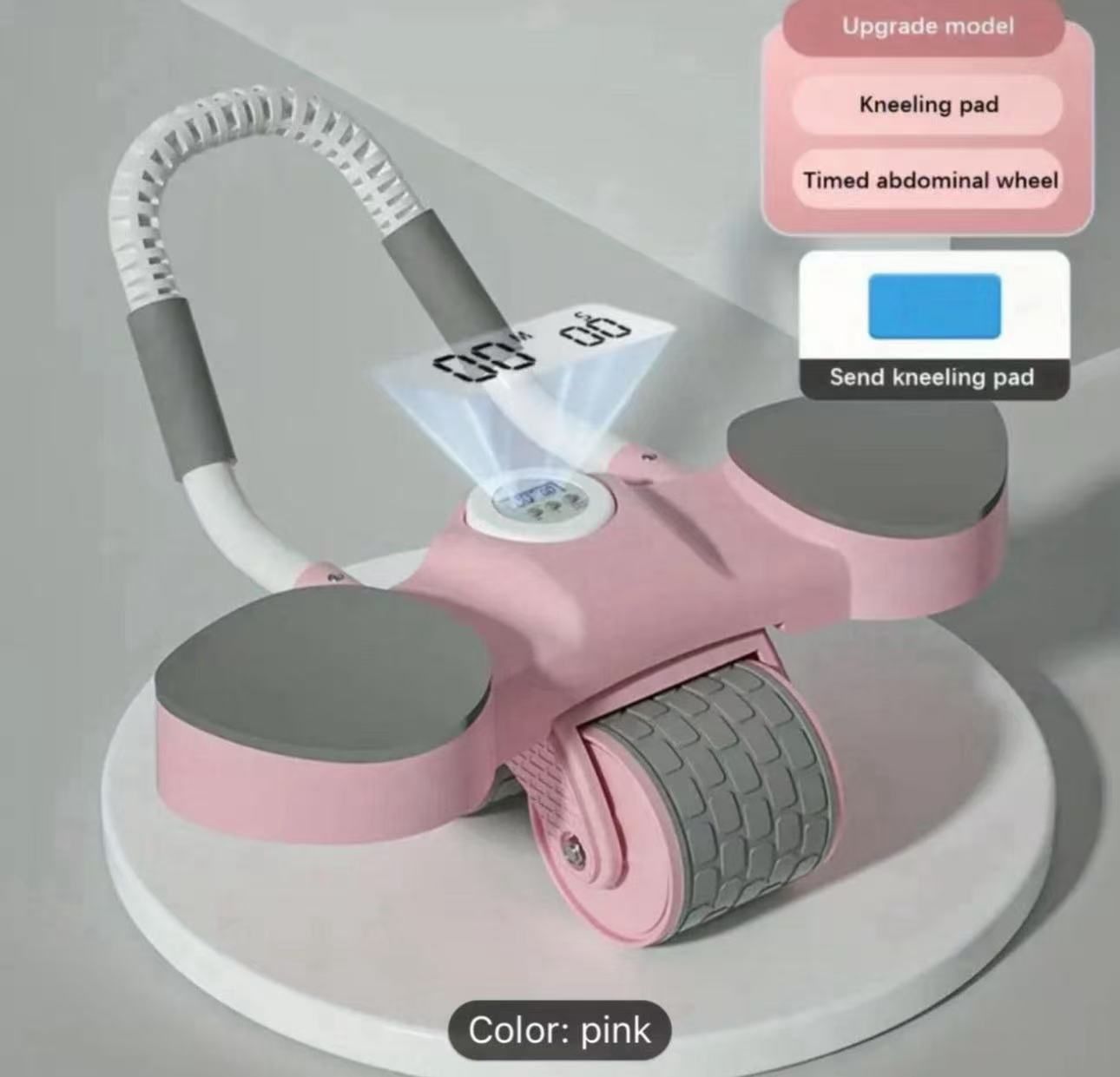 Abs Workout Wheel, Ab Roller Wheel with Timer and Phone Holder, Automatic Rebound Ab Abdominal Exercise Roller Wheel, Core Exercise Equipment for Home