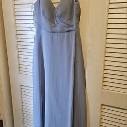 NWT Azazie Bridesmaid Dress Size 8 Dusty Blue Chiffon