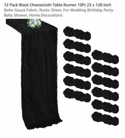 Cheesecloth Table Runner 10Ft Black (24)