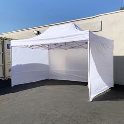 (New) $190 Heavy Duty 10x15 ft Popup Canopy with (3 Sidewalls) Instant Shade w/ Carry Bag (2 Colors) 