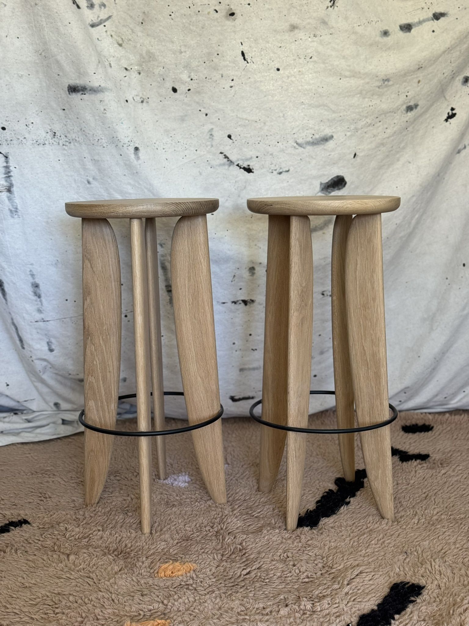 Design Within Reach White Oak Bar Stools 2 avbl