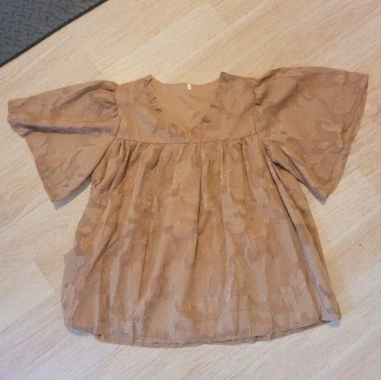 Women V Neck Tunic Tops Summer Ladies Casual Khaki Short Sleeve T Shirt Tee L