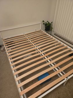IKEA Grimsbu queen white bed frame
