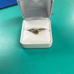 White Gold Citrine Ring With Diamonds 