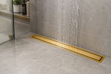 24” Gold Linear Shower Drain Stainless Steel Tile-In Floor Drain Kit