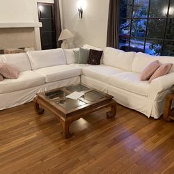 White Denim Sectional Sofa