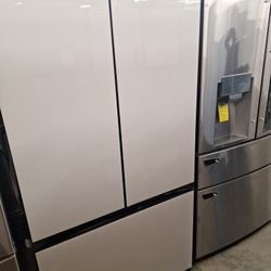 Samsung 36 Inch 3 Door Refrigerator. White Glass