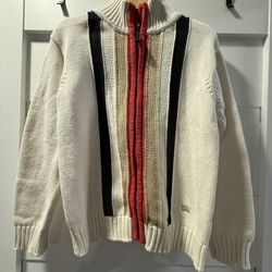 Burberry Kids Zip-Up Sweater – Size 6Y / 116 cm – Ivory with Multicolor Stripes – Made in Romania