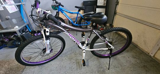 Genesis Whirlwind mountain bike gray purple white for women