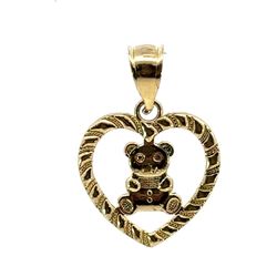 Woman’s Ladies 10k Yellow Gold Bear In A Heart Charm Pendant For Necklace GP3118112